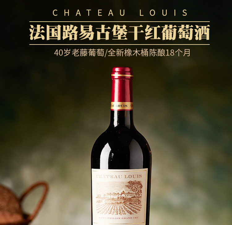 路易城堡（CHATEAU LOUIS）2019-2021年路易庄园古堡干红葡萄酒 法国波尔多圣埃美隆原瓶进口 2019年份单支装红酒